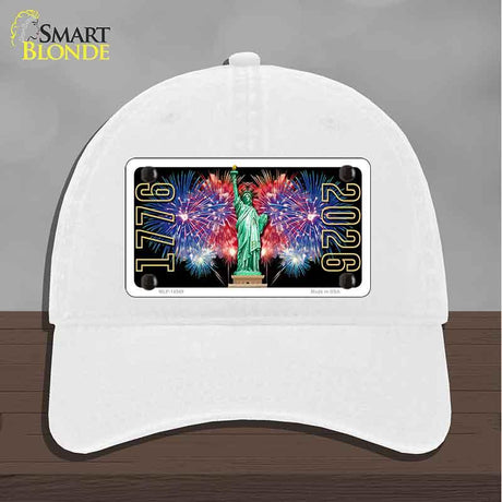 Lady Liberty Fireworks Novelty License Plate Hat HAT-MLP-14549 Unconstructed Cotton White