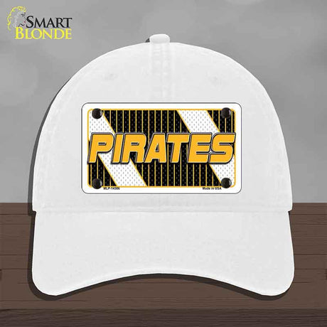White cap with 'PIRATES' text on a gray background