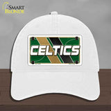 White cap with Celtics logo on a gray background