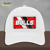 White cap with a 'BULLS' logo on a gray background