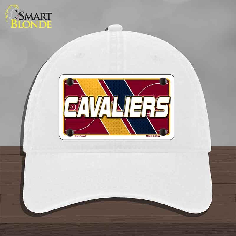 White cap with Cavaliers logo on a gray background