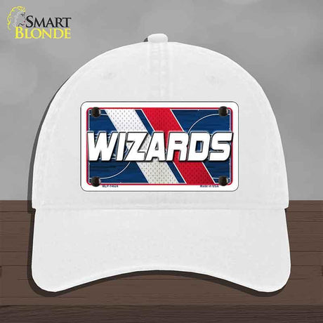 White cap with 'Wizards' design on a gray background