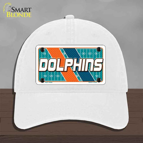 DOLPHINS Graphic Novelty License Plate Hat HAT-MLP-14644 Unconstructed Cotton White