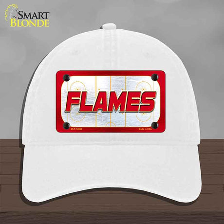 FLAMES Graphic Novelty License Plate Hat HAT-MLP-14660 Unconstructed Cotton White