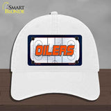 OILERS Graphic Novelty License Plate Hat HAT-MLP-14667 Unconstructed Cotton White