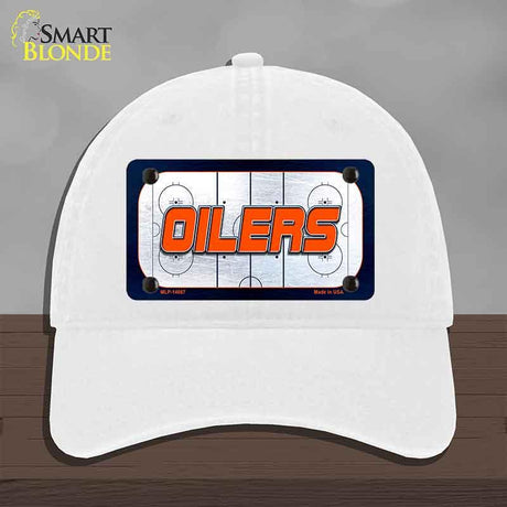 OILERS Graphic Novelty License Plate Hat HAT-MLP-14667 Unconstructed Cotton White