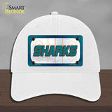 SHARKS Graphic Novelty License Plate Hat HAT-MLP-14679 Unconstructed Cotton White