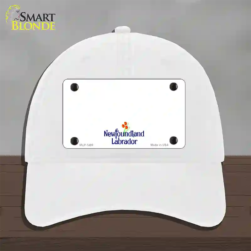 Newfoundland Novelty License Plate Hat Unconstructed Cotton / White