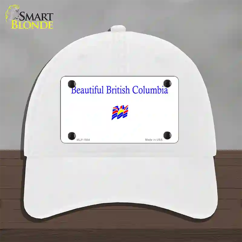 British Columbia Novelty License Plate Hat Unconstructed Cotton / White