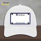 Quebec Novelty License Plate Hat Unconstructed Cotton / White