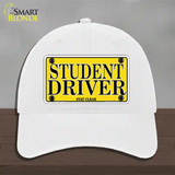 Student Driver Novelty License Plate Hat Unconstructed Cotton / White