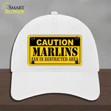 Caution Marlins Fan Novelty License Plate Hat Unconstructed Cotton / White