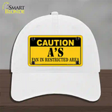Caution As Fan Novelty License Plate Hat Unconstructed Cotton / White