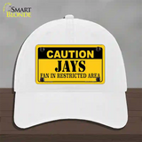 Caution Jays Fan Novelty License Plate Hat Unconstructed Cotton / White