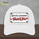Worlds Greatest Grandpa Novelty License Plate Hat Unconstructed Cotton / White