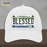 Blessed Michigan State Novelty License Plate Hat Unconstructed Cotton / White