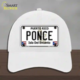 Ponce Puerto Rico Novelty License Plate Hat Unconstructed Cotton / White