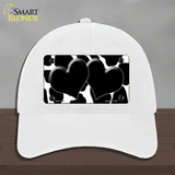 Black White Giraffe Black Centered Hearts Novelty License Plate Hat Unconstructed Cotton / White