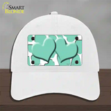 Mint White Giraffe Mint Centered Hearts Novelty License Plate Hat Unconstructed Cotton / White