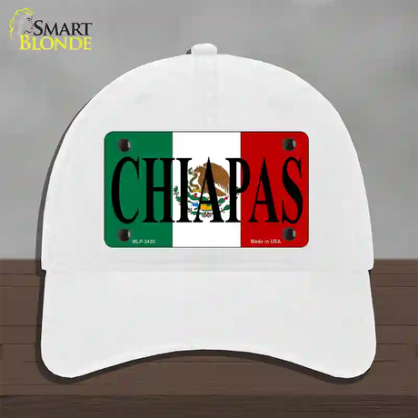 Chiapas Novelty License Plate Hat Unconstructed Cotton / White