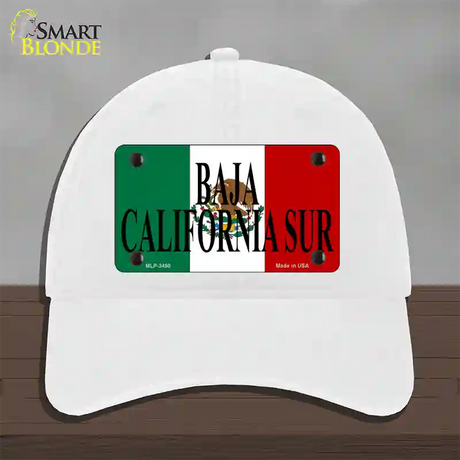 Baja California Sur Mexico Flag Novelty License Plate Hat Unconstructed Cotton / White