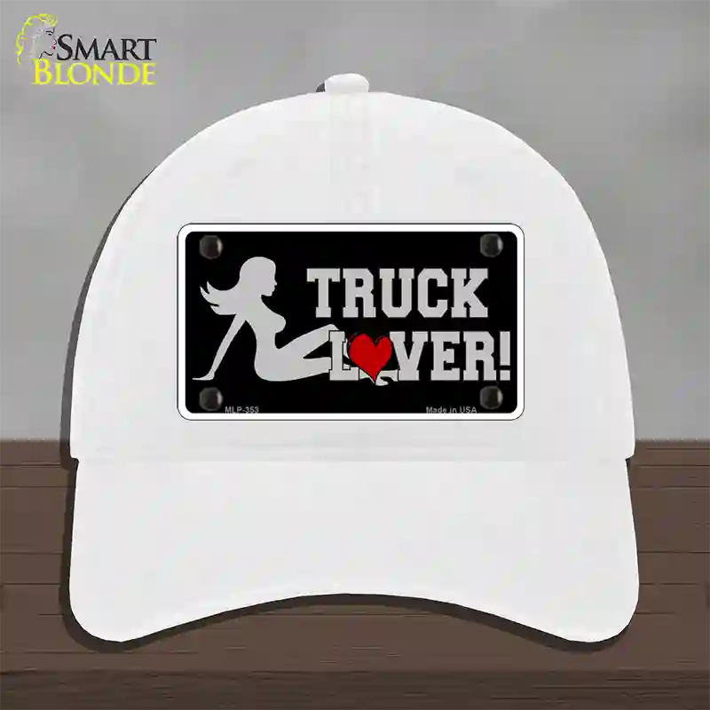 Truck Lover Girl Novelty License Plate Hat Unconstructed Cotton / White