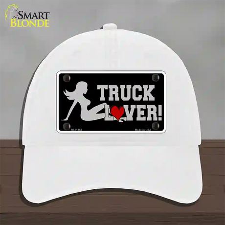 Truck Lover Girl Novelty License Plate Hat Unconstructed Cotton / White