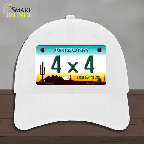 4X4 Arizona Novelty License Plate Hat Unconstructed Cotton / White