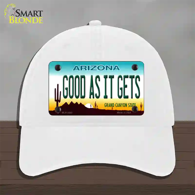 Good As It Gets Arizona Novelty License Plate Hat Unconstructed Cotton / White