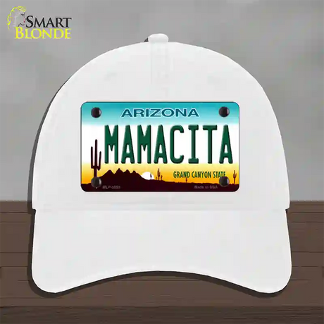 Mamacita Arizona Novelty License Plate Hat Unconstructed Cotton / White