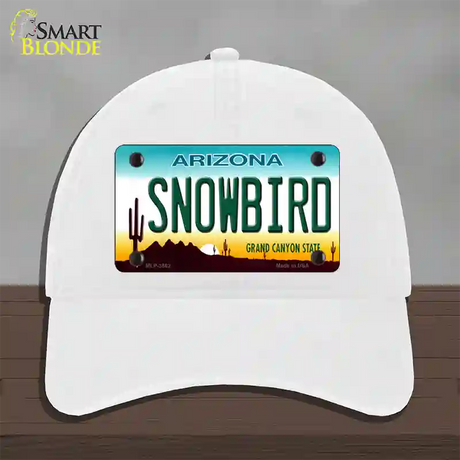 Snowbird Arizona Novelty License Plate Hat Unconstructed Cotton / White