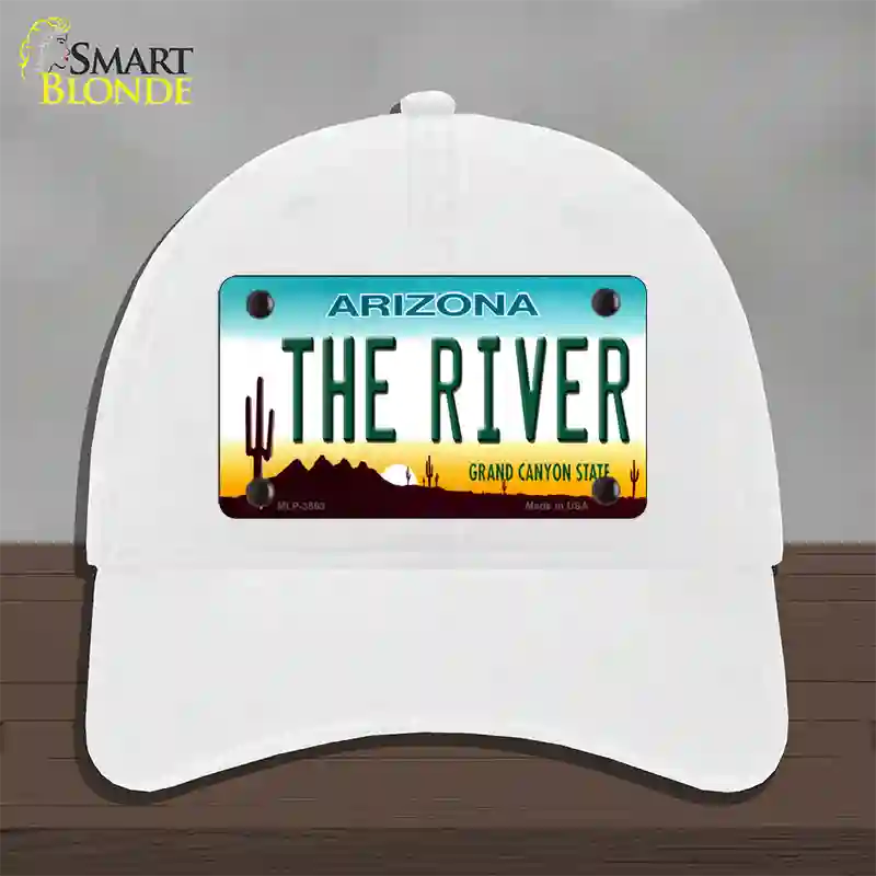 The River Arizona Novelty License Plate Hat Unconstructed Cotton / White