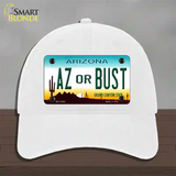 Arizona Az Or Bust Novelty License Plate Hat Unconstructed Cotton / White
