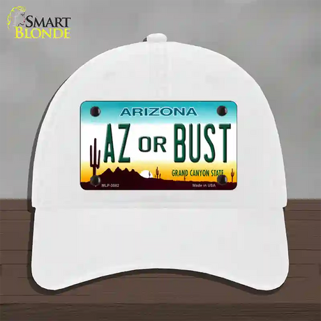 Arizona Az Or Bust Novelty License Plate Hat Unconstructed Cotton / White