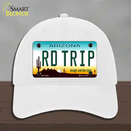 Rd Trip Arizona Novelty License Plate Hat Unconstructed Cotton / White