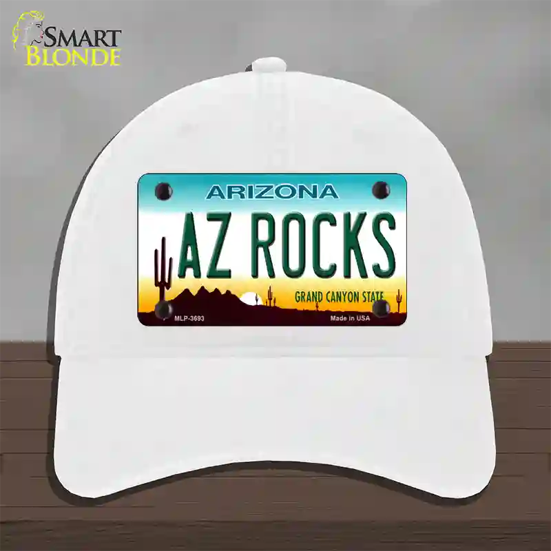 Az Rocks Novelty License Plate Hat Unconstructed Cotton / White