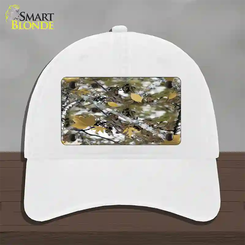 Real Leaf Camouflage Novelty License Plate Hat Unconstructed Cotton / White