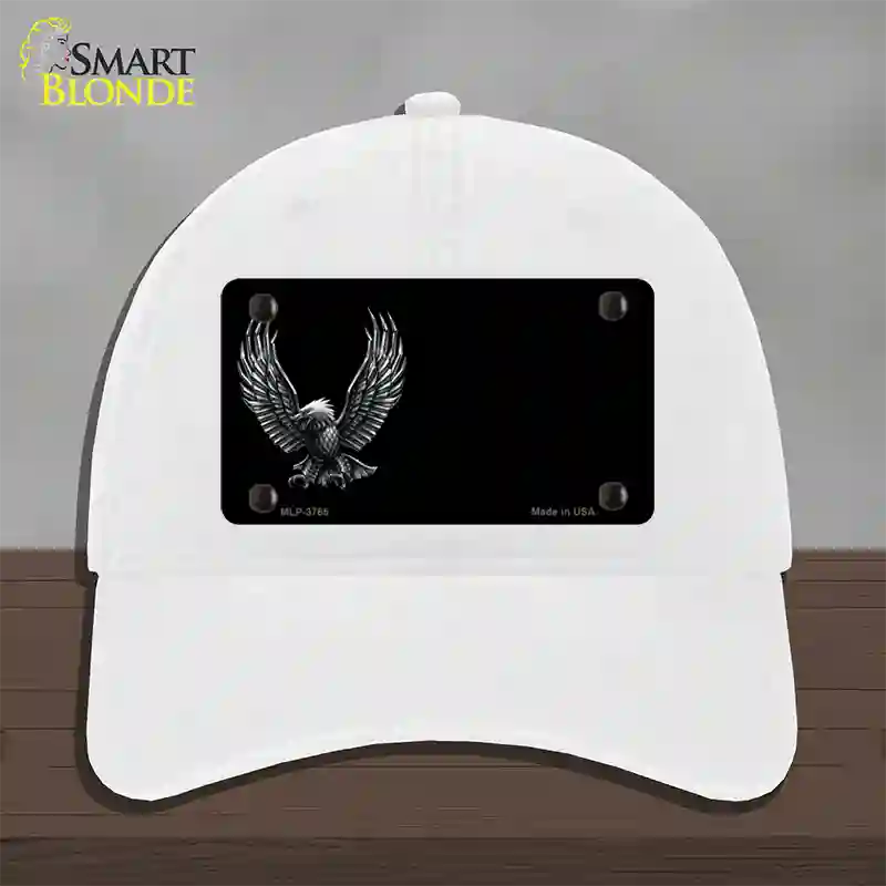 Eagle Offset Black Novelty License Plate Hat Unconstructed Cotton / White