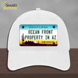 Ocean Front Property Novelty License Plate Hat Unconstructed Cotton / White