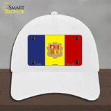 Andorra Flag Novelty License Plate Hat Unconstructed Cotton / White