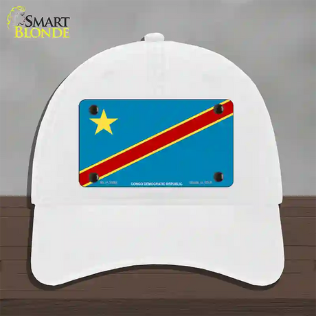 Congo Democratic Republic Flag Novelty License Plate Hat Unconstructed Cotton / White