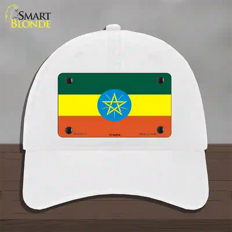 Ethiopia Flag Novelty License Plate Hat Unconstructed Cotton / White
