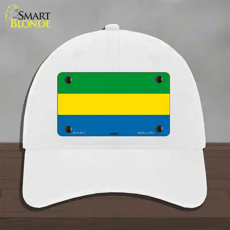 Gabon Flag Novelty License Plate Hat Unconstructed Cotton / White