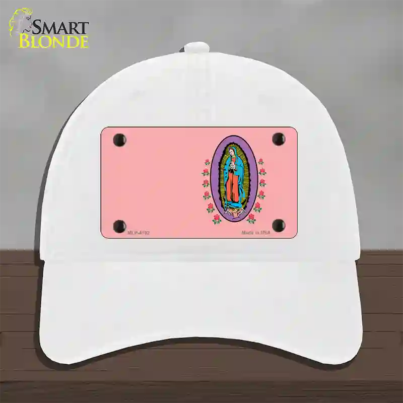 Virgin Mary Pink Novelty License Plate Hat Unconstructed Cotton / White