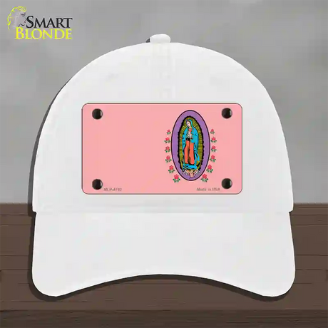 Virgin Mary Pink Novelty License Plate Hat Unconstructed Cotton / White