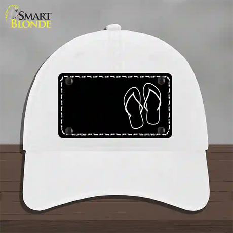 Flip Flops Offset Novelty License Plate Hat Unconstructed Cotton / White