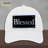 Blessed Blue Sky Cloud Novelty License Plate Hat Unconstructed Cotton / White