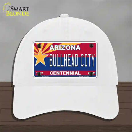 Arizona Centennial Bullhead City Novelty License Plate Hat Unconstructed Cotton / White