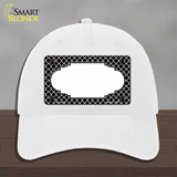 Black White Quatrefoil Center Scallop Novelty License Plate Hat Unconstructed Cotton / White
