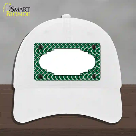 Green White Quatrefoil Center Scallop Novelty License Plate Hat Unconstructed Cotton / White